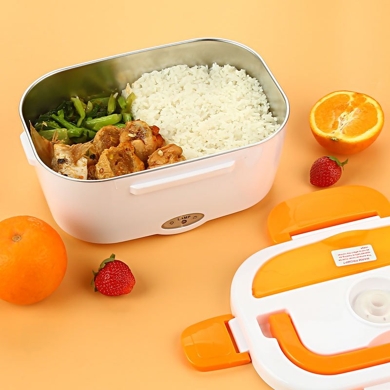 Electric Heated Lunch Box – Portable 2-Layer Food Warmer for Car, Home & Office (Stainless Steel)