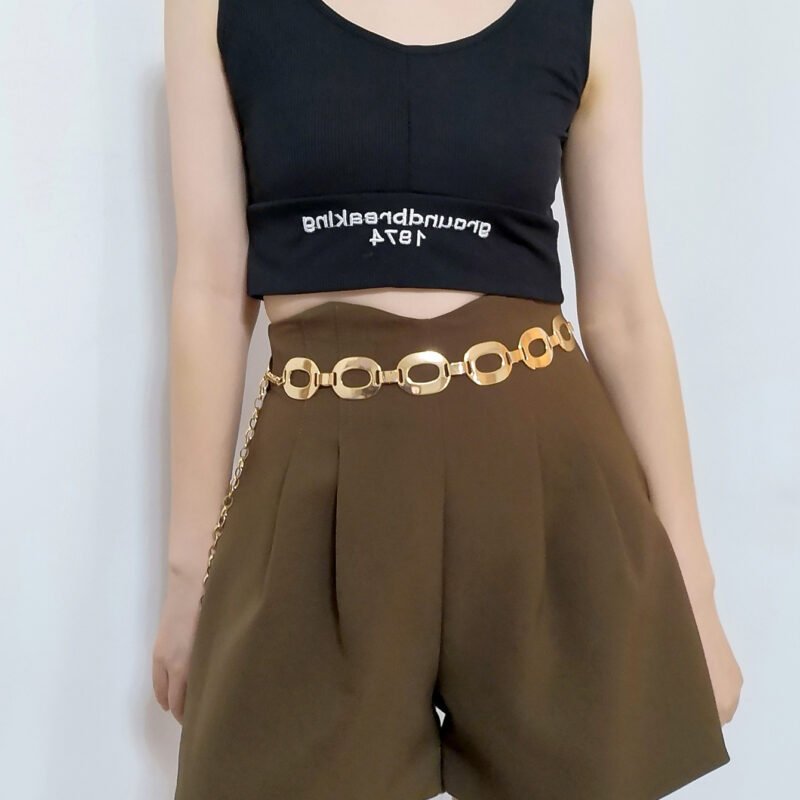 Summer Jewelry Waist Chain for Women – Elegant Golden Metal Body Chain