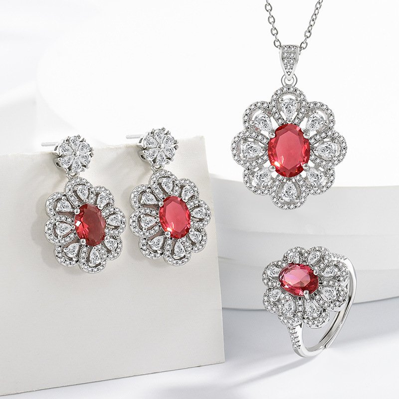 Elegant Bridal Jewelry Set – Earrings, Necklace, Ring & Pendant for Wedding & Special Occasions